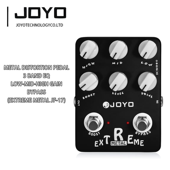 JOYO JF-17 Extreme Metal Guitar Pedal 3 Band EQ Low-Mid-High Gain Boost Distortion
