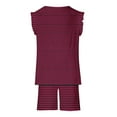 thumbnail image 4 of BRGZLK Summer Sets For Kids 2025 Trendy Striped Print Casual Sleeveless Round Neck Vest Tops and Elastic Waist Short Pants Sets Red 9-10 Years, 4 of 7