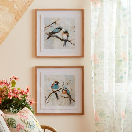 Melrose International Framed Bird Print (Set of 2) 21"SQ Plastic/Paper