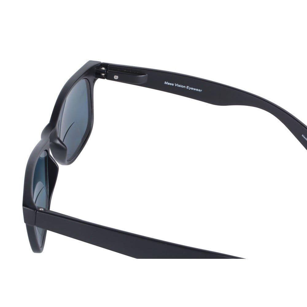 "Lovin Rays" Classic Polarized Nearly Invisible Line Bifocal Sunglasses - Matte Black - 2.00