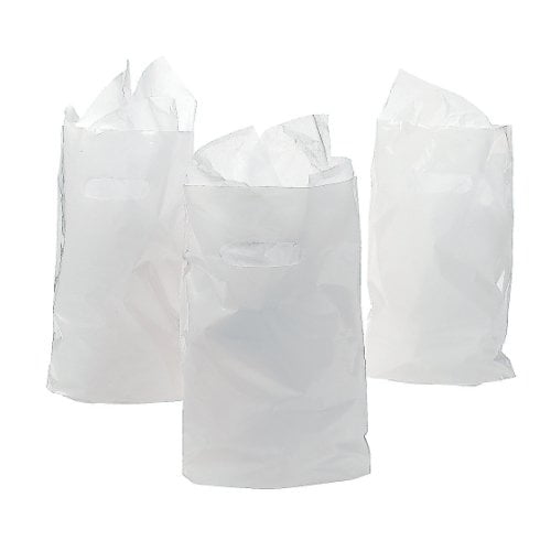 50 White Plastic Bags 8.75" X 12" New Loot Bags, Party Favor Bags