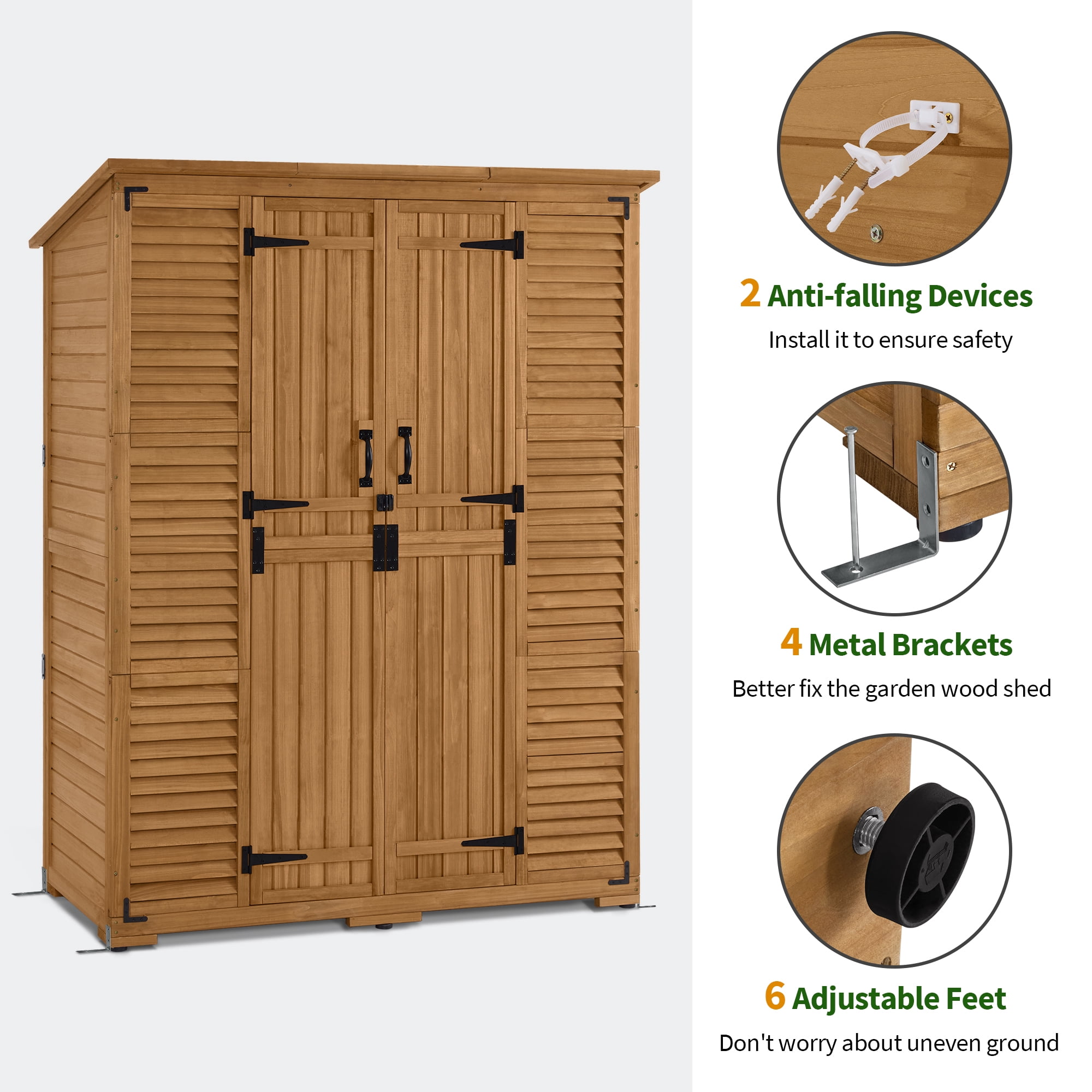 MCombo Large Outdoor Storage Shed with 6 Shelves, Outside Tool