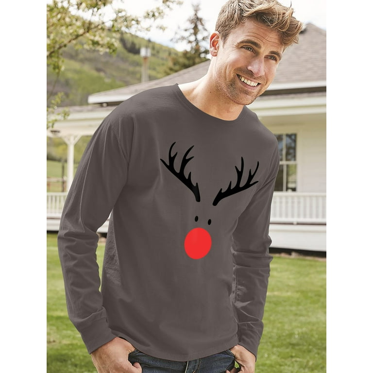 Ma Croix Mens Festive Winter Holiday Graphic Print Rudolph Red
