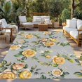 thumbnail image 2 of Yellow Rose Outdoor Rug 6x9 Ft - Reversible Patio Rug Outdoor Camping Rugs, Vintage Country Botanical Floral Vines Washable Indoor Outdoor Area Rugs, Non-Slip Outdoor Carpet Runner for Deck/Porch, 2 of 8