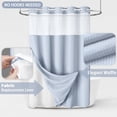 thumbnail image 6 of DawnJoanHD Waffle Weave No Hook Shower Curtain with Snap-in Liner, Mist Blue Polyester Fabric with See-Through Top Window, 72" x 75", 6 of 10