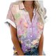 thumbnail image 2 of Fiudx Ofertas Flash Del Día Blusas de Manga Corta Estampadas Informales Regulares para Mujertop, 2 of 5