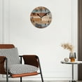 thumbnail image 3 of Battery Operated Analog Wall Clocks Non-Ticking Silent Modern Clock Decorative for Home,Office-The Background Wall Made Of Wooden Planks With Different Colors(14inch), 3 of 4