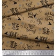 thumbnail image 2 of Soimoi Brown polyester Crepe Fabric Christmas Tree & Love Peace Joy Text Decor Fabric Printed Yard 52 Inch Wide, 2 of 3
