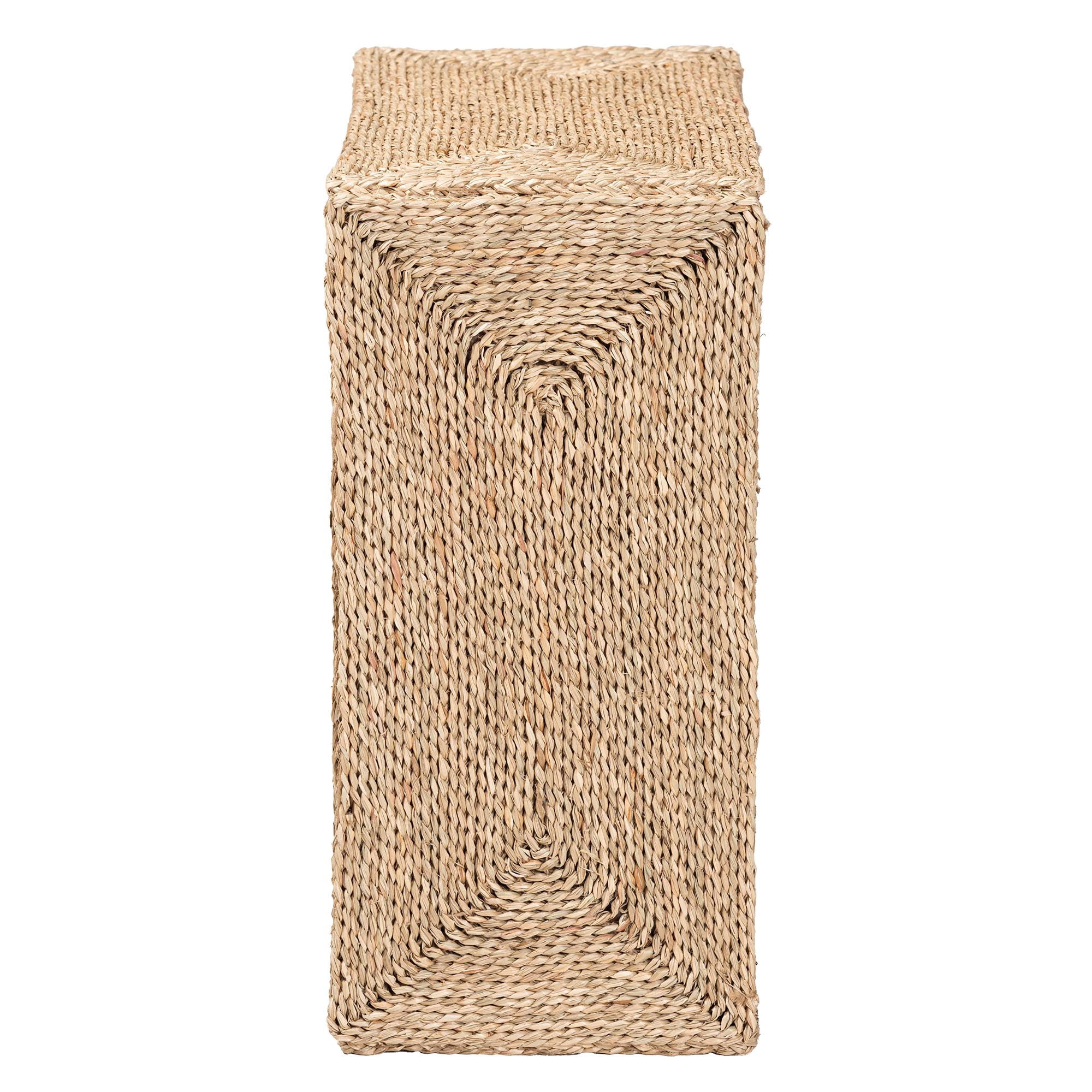 bali & pari Adonica Modern Bohemian Natural Brown Seagrass and Wood End Table