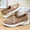 thumbnail image 4 of HTHLVMD Floral Embroidered Mesh Sneakers, Slip-On Walking Shoes, Womens Breathable Knit Slip-On Walking Shoes Embroidered Slip On Sneakers Lightweight Comfortable Orthopedics Walking Shoe, Khaki 8.5, 4 of 6