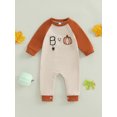 thumbnail image 3 of Jxzom Newborn Baby Boy Halloween Outfit Letter Ghost Spider Embroidery Contrast Color Jumpsuit 0-18 Months Long Sleeve Romper Bodysuit, 3 of 10