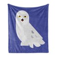 thumbnail image 1 of Owl Soft Flannel Fleece Throw Blanket, Nocturnal Animal Portrait Forest Character Wildlife Digital Graphic Cartoon, Cozy Plush for Indoor and Outdoor Use, 50" x 60", Violet Blue Coconut, by Ambesonne, 1 of 5