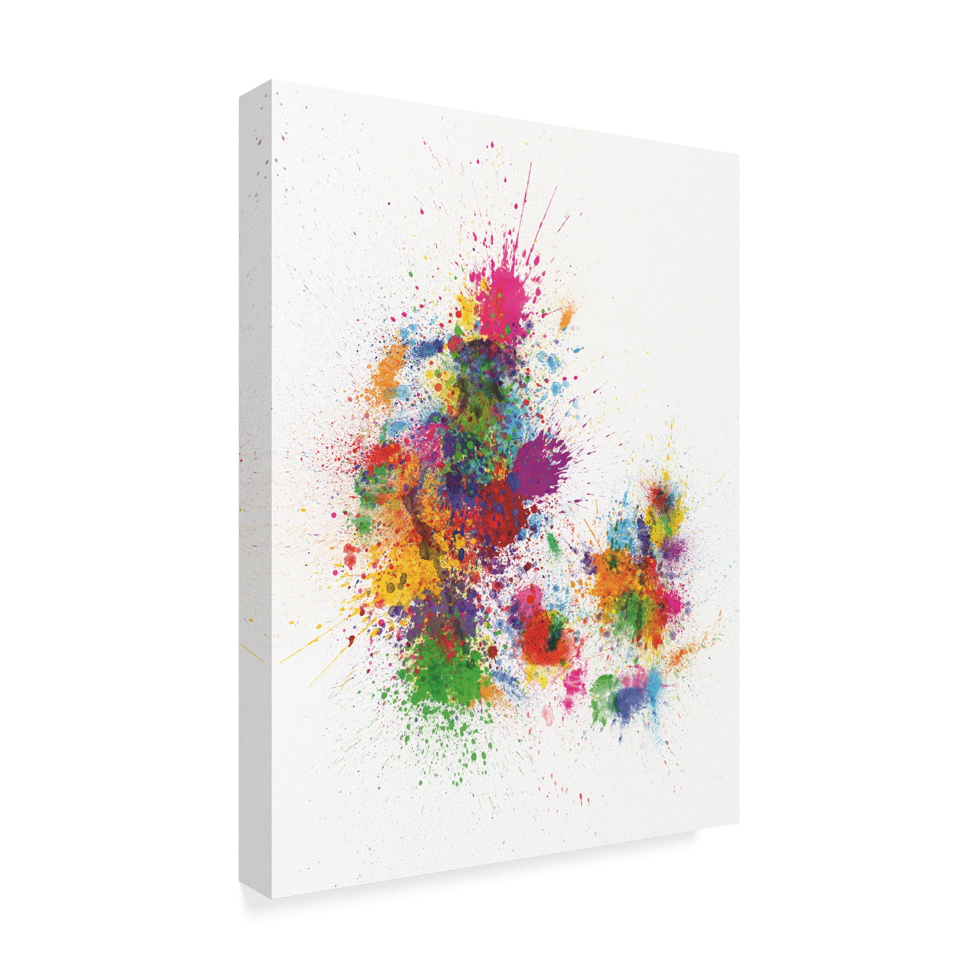 Trademark Fine Art 'Denmark Paint Splashes Map' Canvas Art by Michael Tompsett