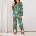thumbnail image 2 of KLL Pineapple Print Women's Long Sleeve Pajamas with Pants Sleepwear Loungewear 2 Set-X-Large, 2 of 7