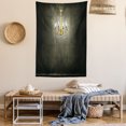 thumbnail image 2 of Grunge Tapestry, Classic Chandelier in a Dark Gothic Wooden Room Vintage Style Room Picture, Wall Hanging for Bedroom Living Room Dorm Decor, 40W X 60L Inches, Grey and Yellow, by Ambesonne, 2 of 5