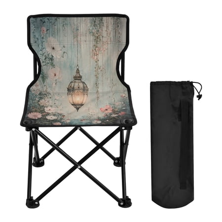 YAZAOO Camping Chairs Modern Vintage Lantern and Flowers Pattern Folding chair