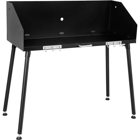 38 x 16 Inch Carbon Steel Dutch Oven Camp Cooking Table with Three-Sided Windscreen and Four Legs for Grill Travel, Outdoor Picnic, Beach, BBQ, Backyards