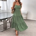 thumbnail image 6 of Nmnitkp Summer Dresses for Women Sleeveless Spaghetti Strap Backless Tiered Maxi Dress, Casual Summer Beach Vacation Dress with Back Bow, Waist Tie & Flowy Ruffle Hem Dress Green,L, 6 of 6