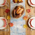 thumbnail image 5 of Coastal Thanksgiving Table Runner - 60 Inch Long Fall Pumpkins Sea Turtle Brown Wood Cotton and Linen Blended Dress Scarves Farmhouse Table Runner for Kitchen Dining, Coffee Table, 13" x 60", 5 of 8