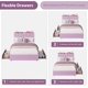 thumbnail image 4 of Qinaqin Full Size Boucle Upholstered Platform Cama Frame con cm de Anchoavy Alturaeadboard y Almacenamiento Bookcase- 2 Profundidadrawers- No Caja Spring Needed- Morado Functional Moderno, 4 of 7