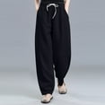 thumbnail image 2 of aidice Plus Size Womens Pants Summer Cotton Linen Lightweight Loose Casual Drawstring Pants Pockets, 2 of 9