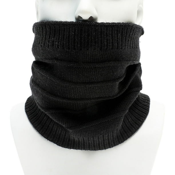 Bufanda de invierno cálida y protectora para ambos sexos, cuello alto, hilo grueso, color liso y cubrecuello, bufanda de poliéster para mujer.