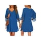 thumbnail image 4 of VISgogo Vestido de playa de gasa de color sólido con cuello en V y manga 3/4 con botones y ajuste holgado para mujer VISgogo  moda, 4 of 5