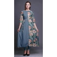thumbnail image 2 of Bimba Feuilles Bleues & Magnolia Floral Kurti Indienne Longue Kurta Imprimée pour Femmes Grande, 2 of 5