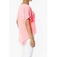 thumbnail image 4 of Women's PLUS Lightweight Woven Dolman Short Sleeve Boat Neck Relaxed Blouse Basic Top, 4 of 7