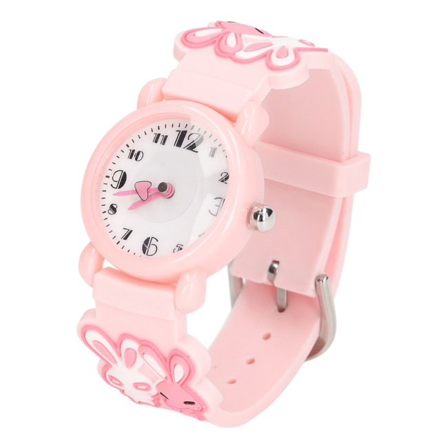 Reloj De Pulsera Para Niños Pequeños, Escala De Números Claros, Patrón Lindo, Pequeño Reloj De Dibujos Animados En 3D Para Niños, Resistente Al Agua, Duradero Para Uso Diario ANGGREK Rosa