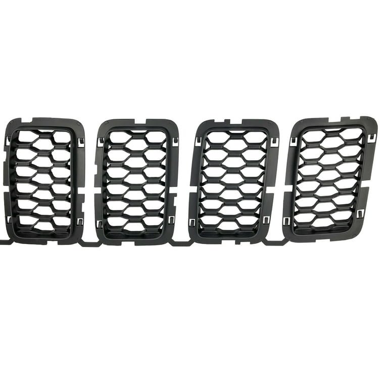 Fydun 7pcs Front Grill Mesh Inserts Refit Front Grille Guard Trim for  Cherokee 2014-2018(Chrome Frame)
