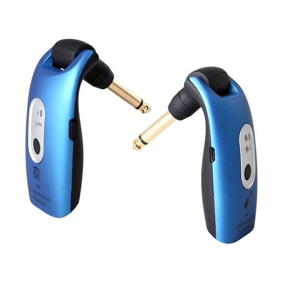 Greeniant Transmisor inalámbrico de 4 canales, 20Hz-20kHz, receptor portátil de 2,4 GHz-2,483 GHz, conector USB, piezas de bajo eléctrico, Accesorios para instrumentos musicales Azul
