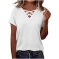thumbnail image 6 of Short Sleeve Shirts for Women Spring Tops for Women 2026 V Neck Criss Cross Tees Womens Summer Tops, 6 of 6