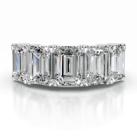 Spot Jewel Elegant 2.5 Ct Emerald Cut Half Eternity Engagement Band - 14K White Gold Plated - Lab-Created Simulated Diamond - Women s Ideal Proposal Ring - Perfect for Birthdays & Special Occasions