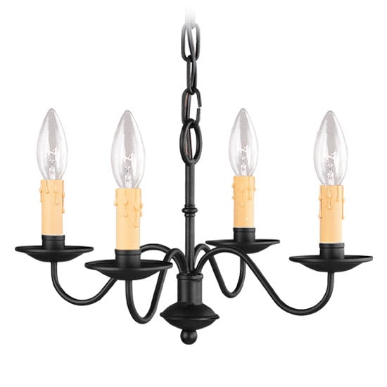 4 Light Black Mini Chandelier with Steel base material