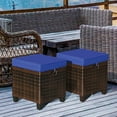 thumbnail image 6 of Gymax Set of 2 Patio Rattan Ottoman Footrest Garden Outdoor w/ Navy Cushion, 6 of 10