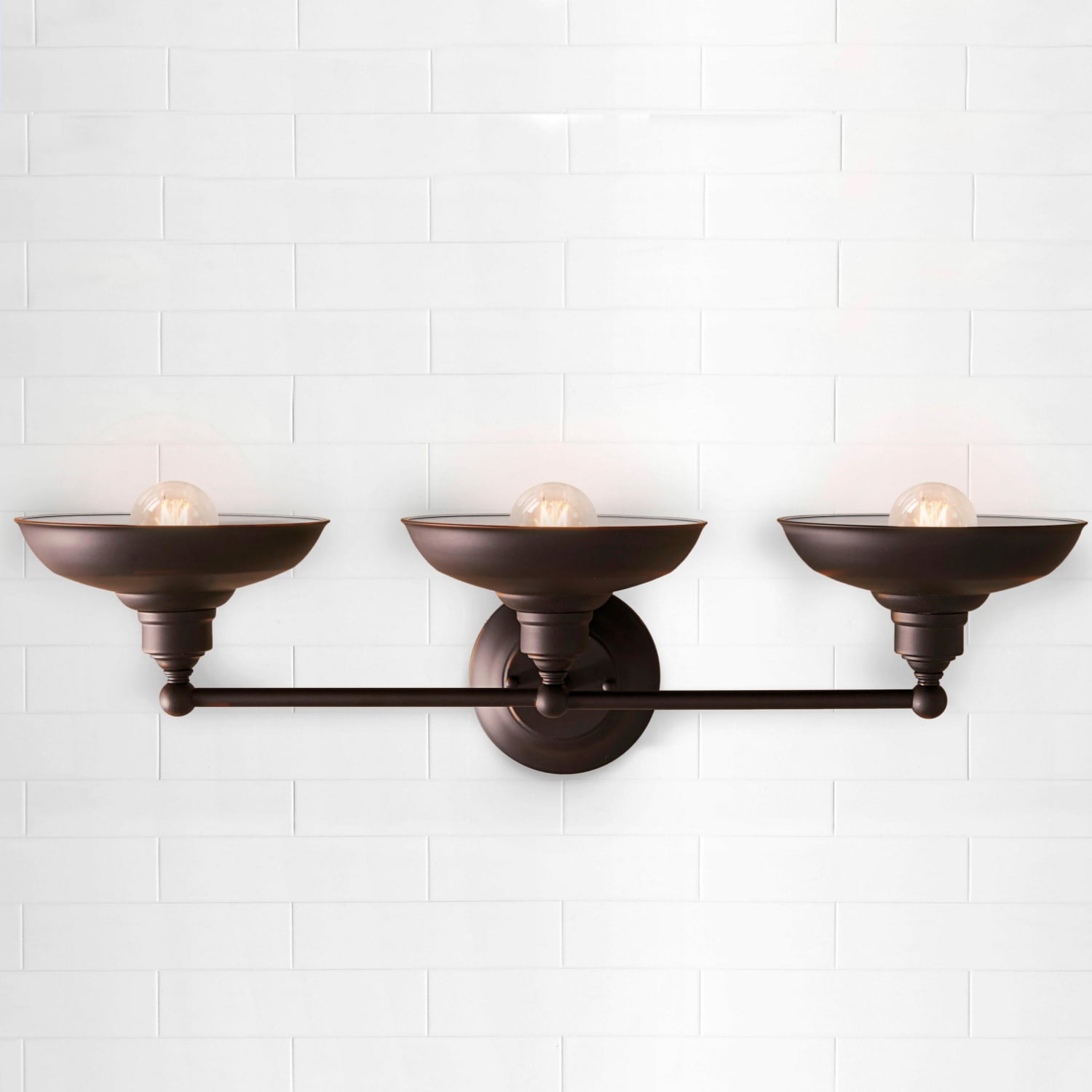 Better Homes & Gardens 28.5" Farmhouse Triple Wall Scones 3-Light Vanity Light, Oil Rubbed Bronze