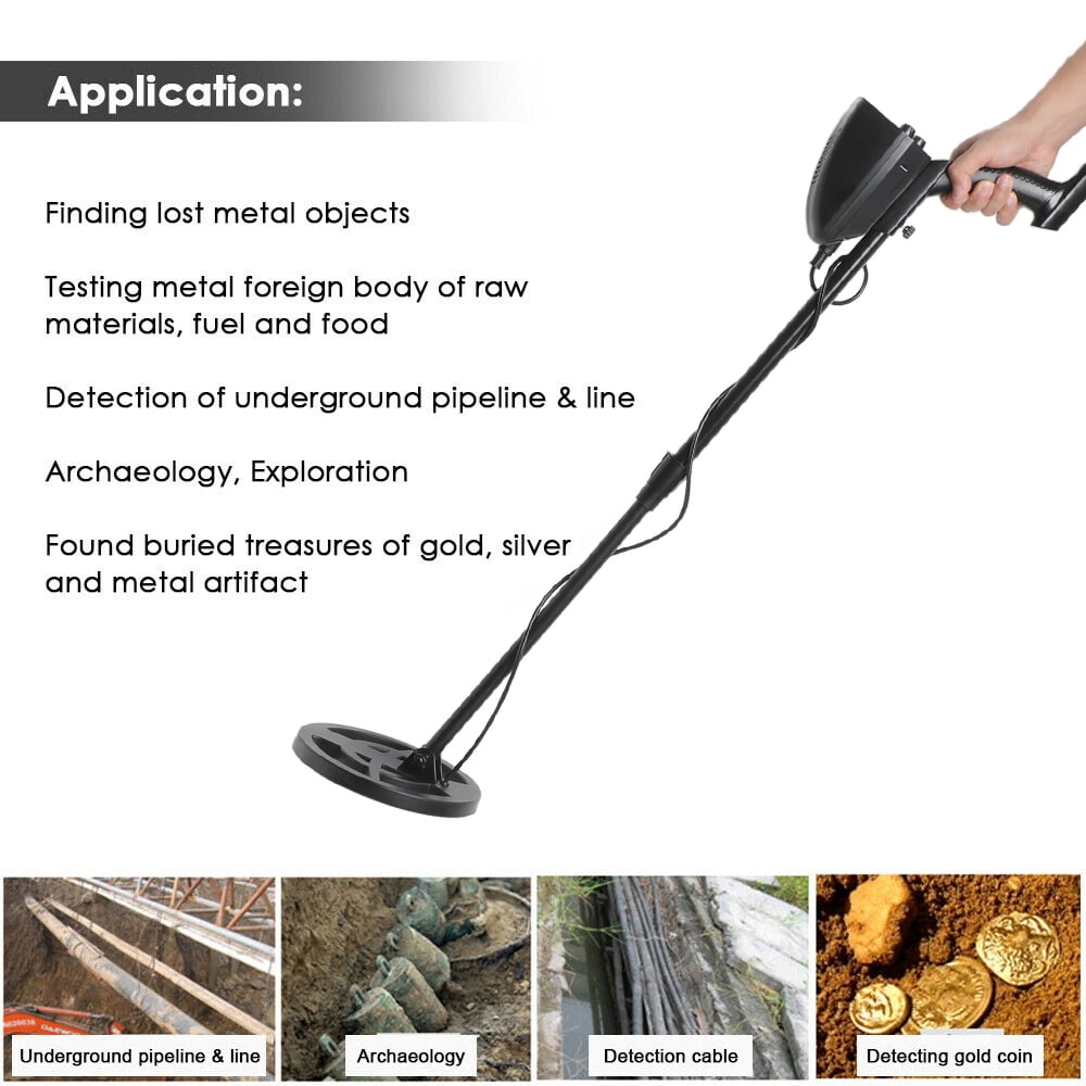 7.8"" Big Search Coil Underground Metal Detector + Foldable Shovel + Headphone Kits