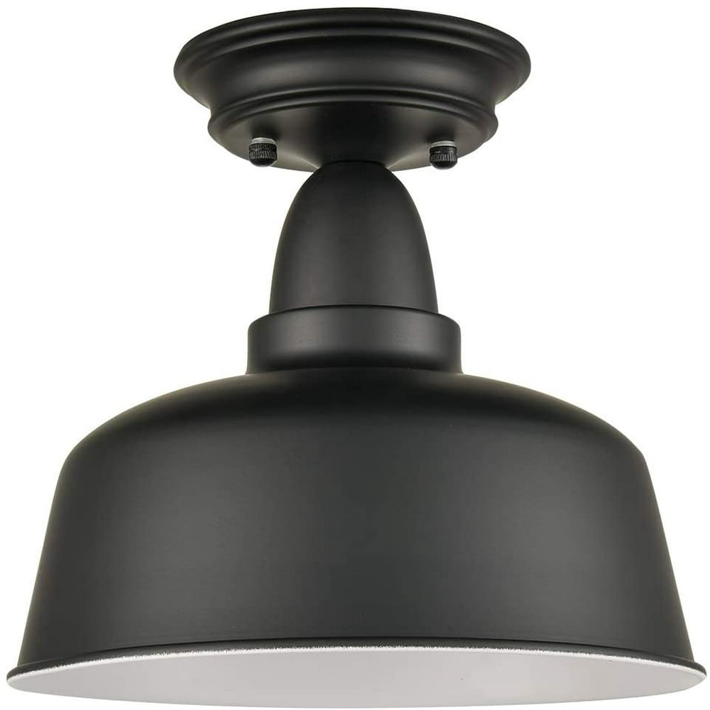 Farmhouse Matte Black Ceiling Light Fixture Rustic Barn Flush Mount