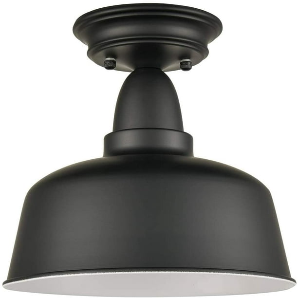 Farmhouse Matte Black Ceiling Light Fixture Rustic Barn Flush Mount