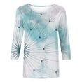 thumbnail image 4 of 2023 Cotonie Women's Coloured Printed T-shirt 3/4 Sleeves Pullover Round Neck Blouse 2023 Trendy Casual Tops,Gray,XL, 4 of 4