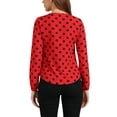 thumbnail image 3 of Blusa de manga larga con cuello de volantes INSPIRE CHIC para mujeres, Día de San Valentín, XS, rojo con puntos negros, 3 of 6
