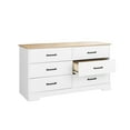 thumbnail image 3 of Prepac Rustic Ridge Farmhouse White and Oak 6-Drawer Bedroom Dresser, 18.25" D x 53.25" W x 28.5" H, 3 of 12