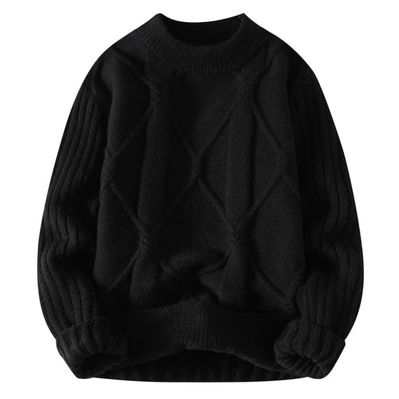 cfhntfmh Oversized Sweaters for Men Fashion Vintage Long Sleeve Pullover Sweaters Soft Loose Crewneck Cable Knitted Tops