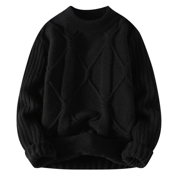 Solid Baggy Sweater for Men 2024 Warm Crew Neck Casual Pullover Tops Fall Winter Long Sleeve Sweaters Cozy Knitwear M-3XL