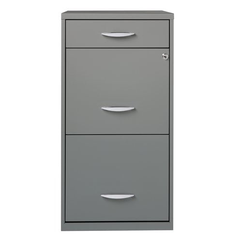 Space Solutions 3 Drawer Steel File Cabinet Platinum Grey
