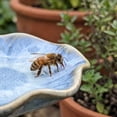 thumbnail image 4 of Glazed Ceramic Pollinator Waterer with Stake, Floral Helpful Insect Bird Feeder, Weatherproof Outdoor Garden Bath Yard Ornament, Shallow Tray for Bees Butterflies Hummingbirds, 4 of 6