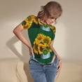 thumbnail image 5 of The Xecao Sunflowers in Bucket Women's Crew Neck Body Suit, a short-sleeved bodysuit and basic swimsuit, both comfort and style for dating and daily life, 5 of 9