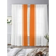 thumbnail image 4 of Orange Solid Color Texture Sheer Curtains 96 Inch Length 2 Panels Set, Semi Transparent Voile Rod Pocket Curtains for Living Dining Room Bedroom Drapes Simple Orange Stripes, 4 of 6