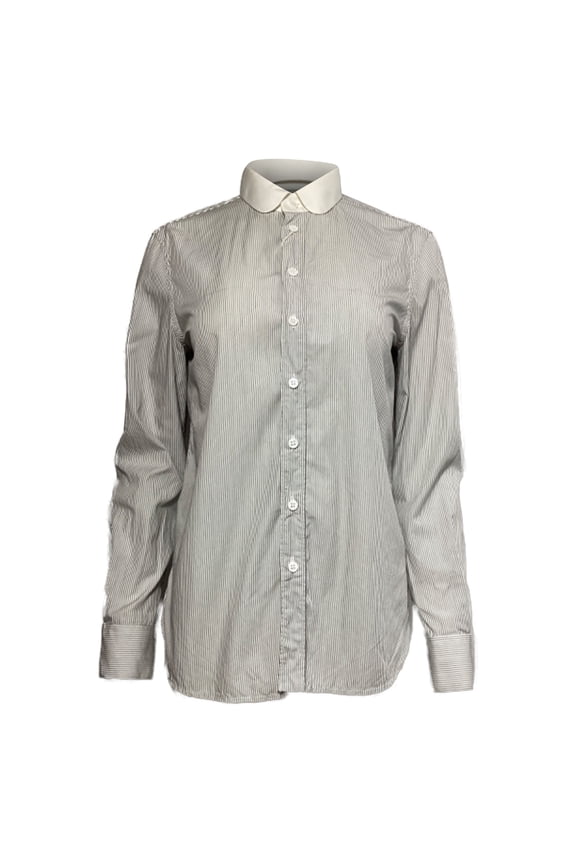 Pre-Owned Saint Laurent Striped Long Sleeve Shirt in Black and White Cotton